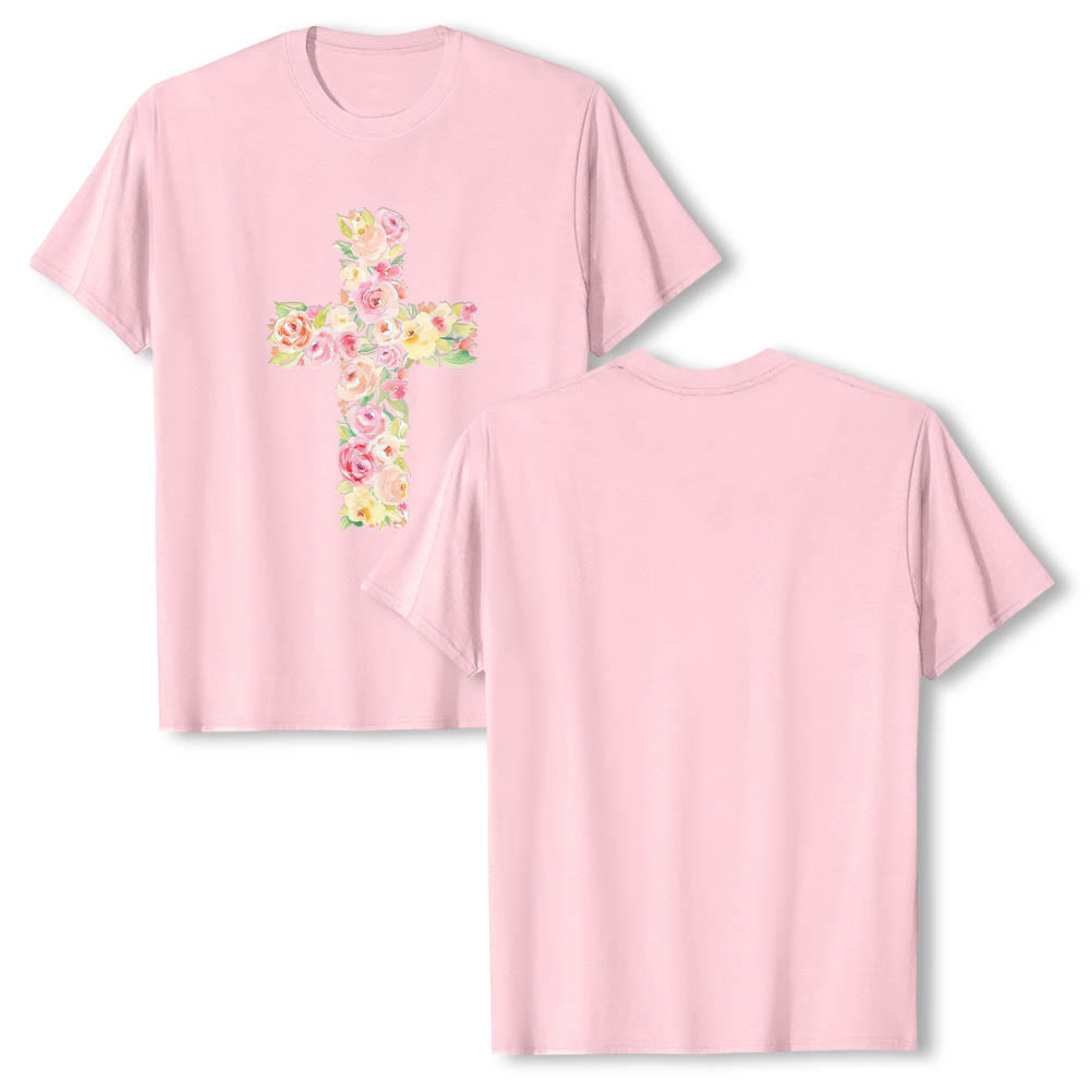 Christianartworkshop T-shirt classique à imprimé floral aquarelle croisé sur le devant - Rose - 2XL - image 24