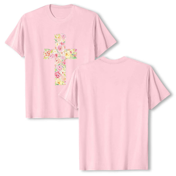 Christianartworkshop T-shirt classique à imprimé floral aquarelle croisé sur le devant - Rose - 2XL - image 24