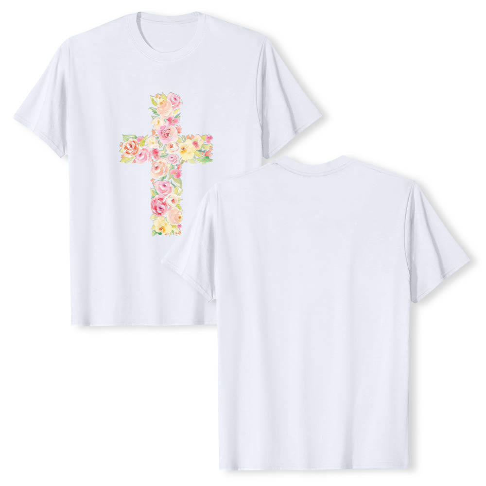 Christianartworkshop T-shirt classique à imprimé floral aquarelle croisé sur le devant - Blanc - 2XL - image 0