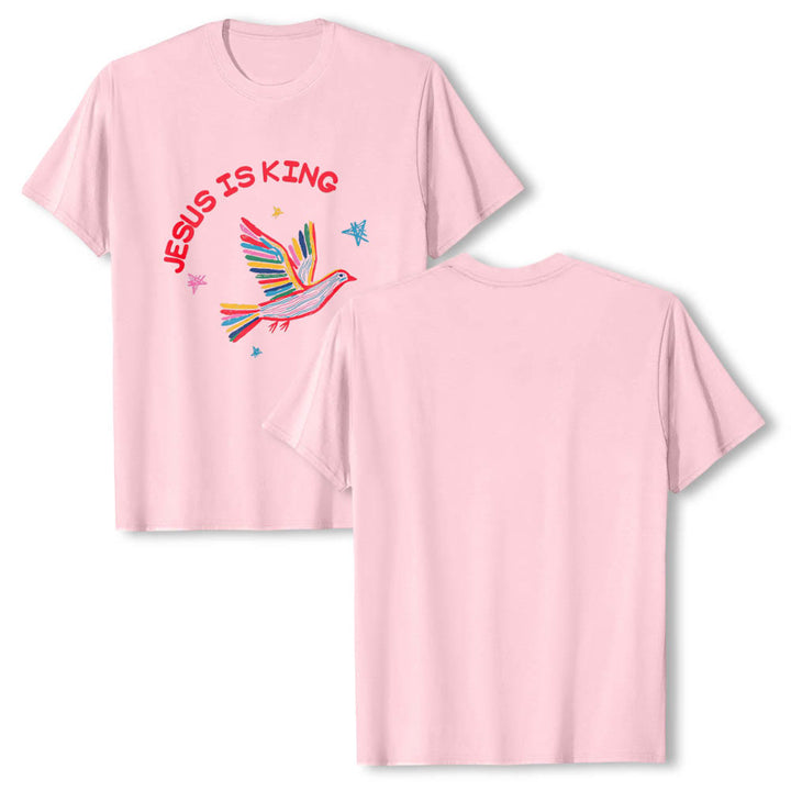 Christianartworkshop T-shirt classique imprimé sur le devant avec l'inscription « Jésus est roi » dessinée à la main, une colombe et une étoile. - image 26