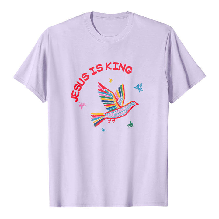 Christianartworkshop T-shirt classique imprimé sur le devant avec l'inscription « Jésus est roi » dessinée à la main, une colombe et une étoile. - Violet - 2XL - image 12