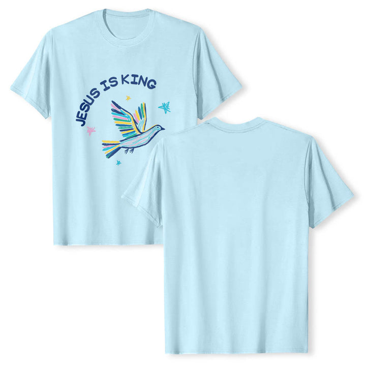 Christianartworkshop T-shirt classique imprimé sur le devant avec l'inscription « Jésus est roi » dessinée à la main, une colombe et une étoile. - image 11