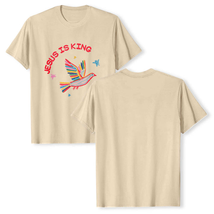 Christianartworkshop T-shirt classique imprimé sur le devant avec l'inscription « Jésus est roi » dessinée à la main, une colombe et une étoile. - image 20