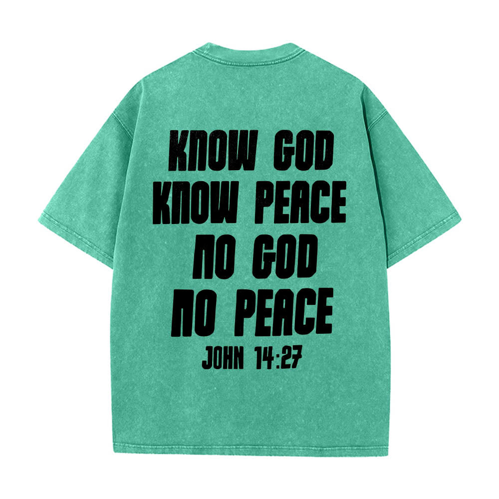 Christianartworkshop T-shirt délavé avec imprimé recto verso « Buste de Jésus couronné d’épines » (Jean 14:27) et inscription recto verso. - image 17