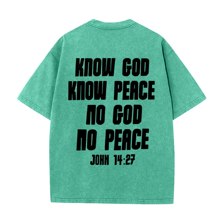 Christianartworkshop T-shirt délavé avec imprimé recto verso « Buste de Jésus couronné d’épines » (Jean 14:27) et inscription recto verso. - image 17