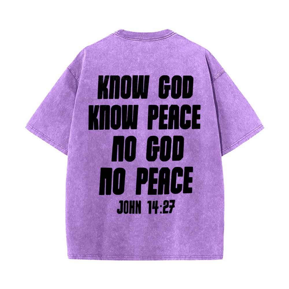 Christianartworkshop T-shirt délavé avec imprimé recto verso « Buste de Jésus couronné d’épines » (Jean 14:27) et inscription recto verso. - image 20