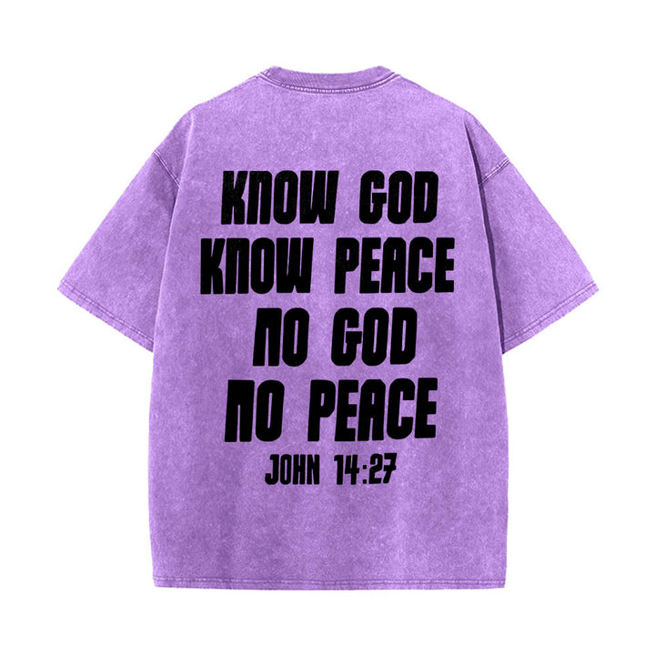 Christianartworkshop T-shirt délavé avec imprimé recto verso « Buste de Jésus couronné d’épines » (Jean 14:27) et inscription recto verso. - image 20