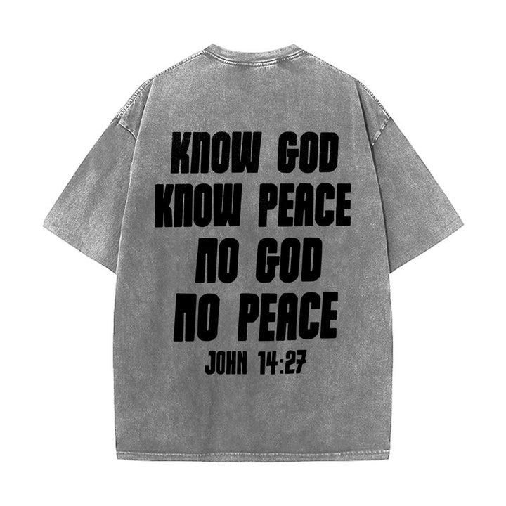 Christianartworkshop T-shirt délavé avec imprimé recto verso « Buste de Jésus couronné d’épines » (Jean 14:27) et inscription recto verso. - image 8