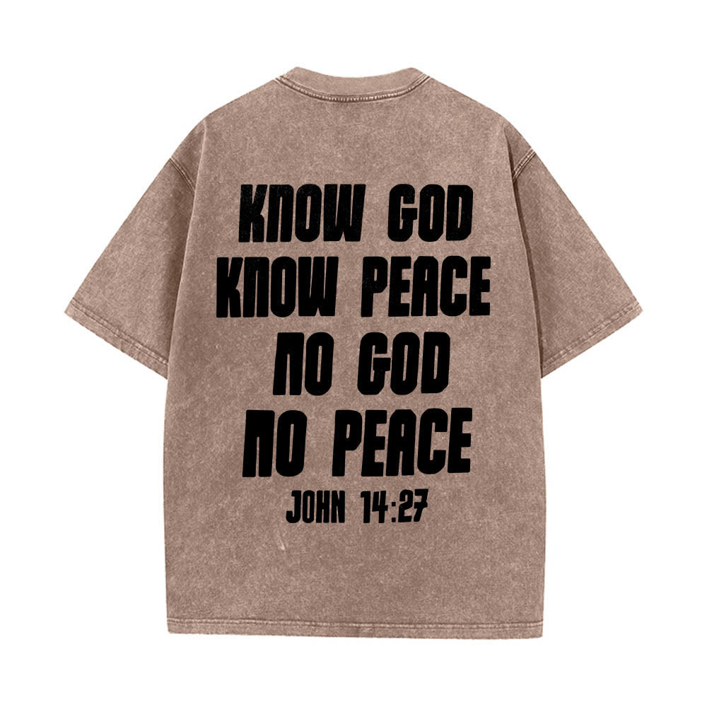 Christianartworkshop T-shirt délavé avec imprimé recto verso « Buste de Jésus couronné d’épines » (Jean 14:27) et inscription recto verso. - image 5