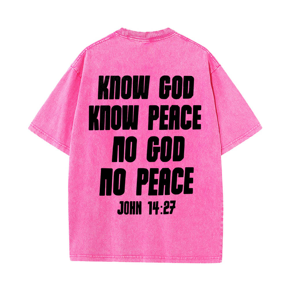 Christianartworkshop T-shirt délavé avec imprimé recto verso « Buste de Jésus couronné d’épines » (Jean 14:27) et inscription recto verso. - image 23