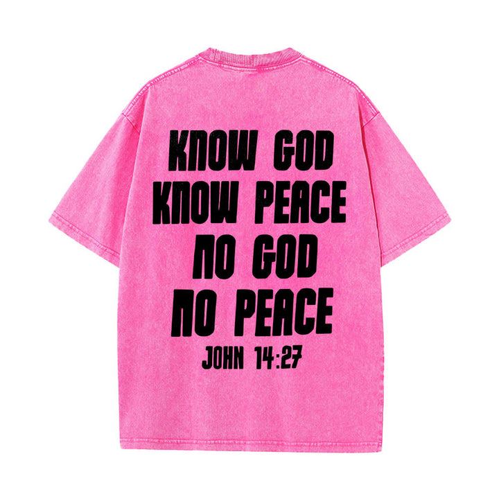 Christianartworkshop T-shirt délavé avec imprimé recto verso « Buste de Jésus couronné d’épines » (Jean 14:27) et inscription recto verso. - image 23
