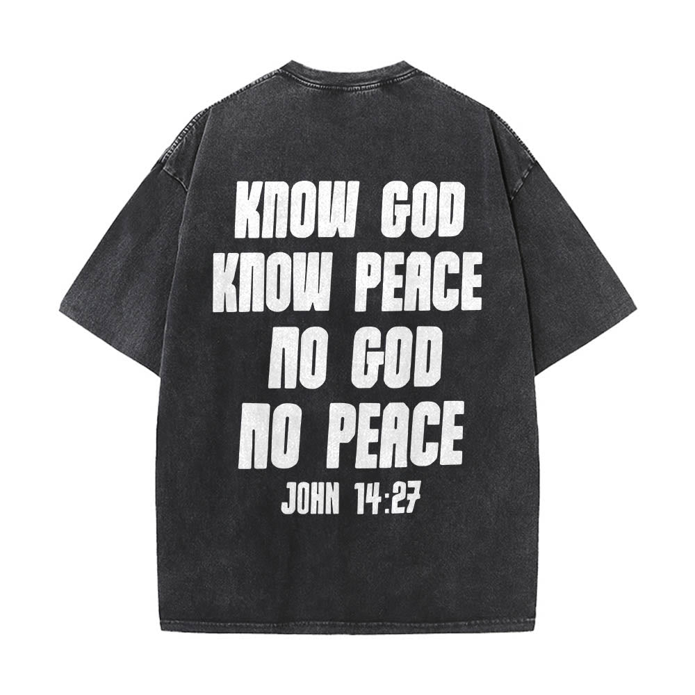 Christianartworkshop T-shirt délavé avec imprimé recto verso « Buste de Jésus couronné d’épines » (Jean 14:27) et inscription recto verso. - image 11