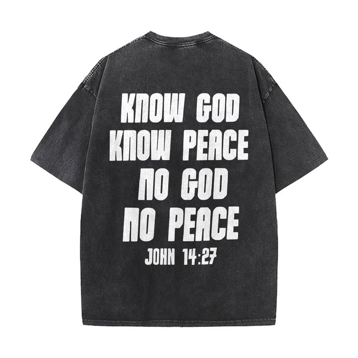 Christianartworkshop T-shirt délavé avec imprimé recto verso « Buste de Jésus couronné d’épines » (Jean 14:27) et inscription recto verso. - image 11