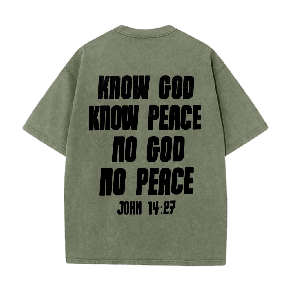 Christianartworkshop T-shirt délavé avec imprimé recto verso « Buste de Jésus couronné d’épines » (Jean 14:27) et inscription recto verso. - image 26
