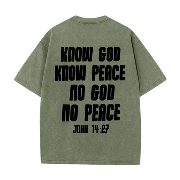 Christianartworkshop T-shirt délavé avec imprimé recto verso « Buste de Jésus couronné d’épines » (Jean 14:27) et inscription recto verso. - image 26
