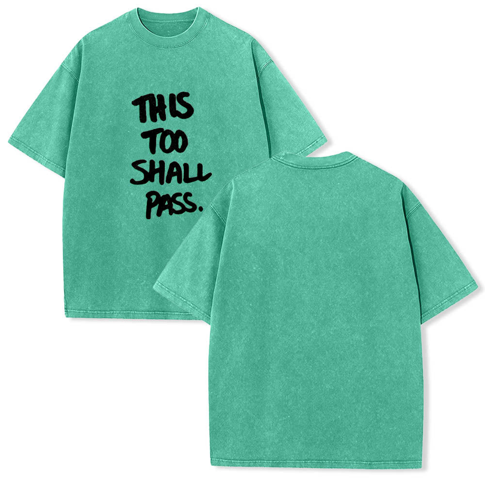 Christianartworkshop T-shirt délavé avec inscription manuscrite verticale « This Too Shall Pass » imprimée sur le devant - image 11