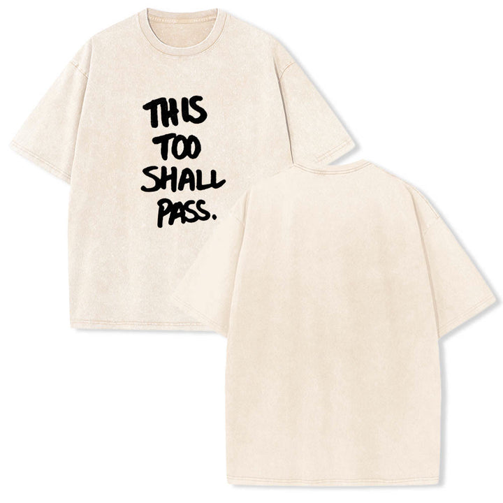 Christianartworkshop T-shirt délavé avec inscription manuscrite verticale « This Too Shall Pass » imprimée sur le devant - image 3