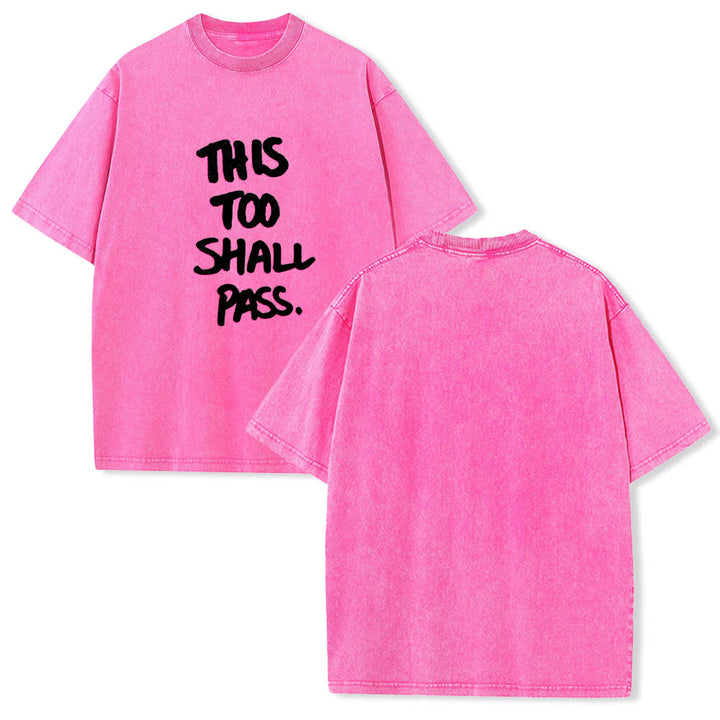 Christianartworkshop T-shirt délavé avec inscription manuscrite verticale « This Too Shall Pass » imprimée sur le devant - image 15