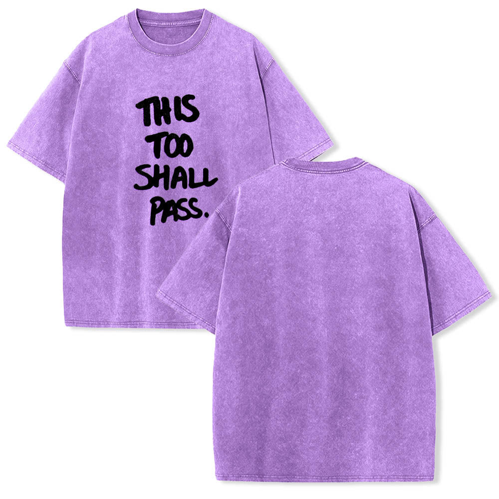 Christianartworkshop T-shirt délavé avec inscription manuscrite verticale « This Too Shall Pass » imprimée sur le devant - image 13