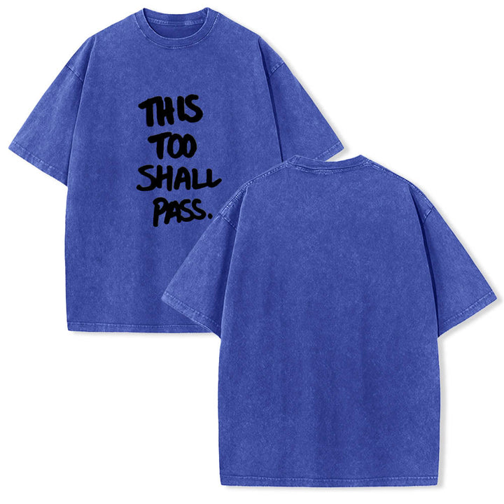 Christianartworkshop T-shirt délavé avec inscription manuscrite verticale « This Too Shall Pass » imprimée sur le devant - image 9