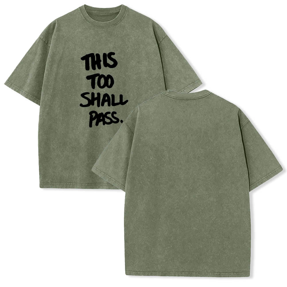 Christianartworkshop T-shirt délavé avec inscription manuscrite verticale « This Too Shall Pass » imprimée sur le devant - image 17