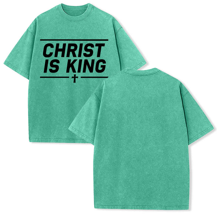 Christianartworkshop T-shirt délavé avec imprimé croix centrale encadrée par une double ligne horizontale - image 11