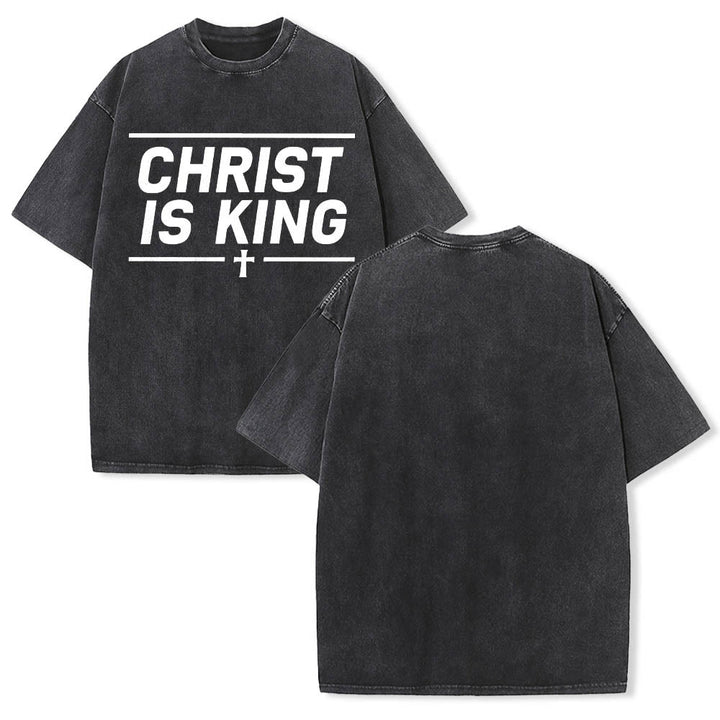 Christianartworkshop T-shirt délavé avec imprimé croix centrale encadrée par une double ligne horizontale - image 1