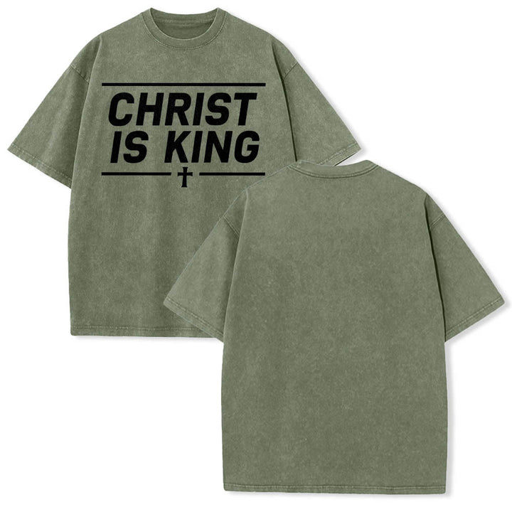 Christianartworkshop T-shirt délavé avec imprimé croix centrale encadrée par une double ligne horizontale - image 17