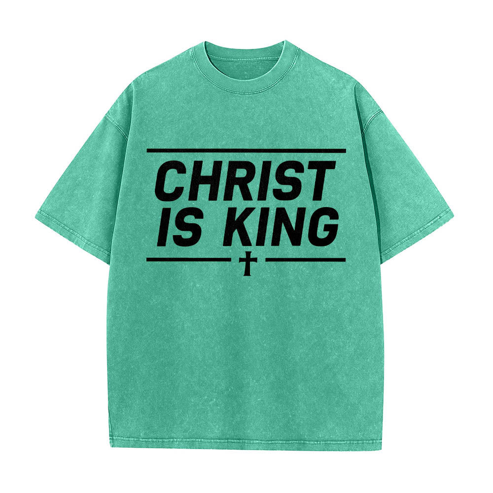 Christianartworkshop T-shirt délavé avec imprimé croix centrale encadrée par une double ligne horizontale - Vert - 5XL - image 10