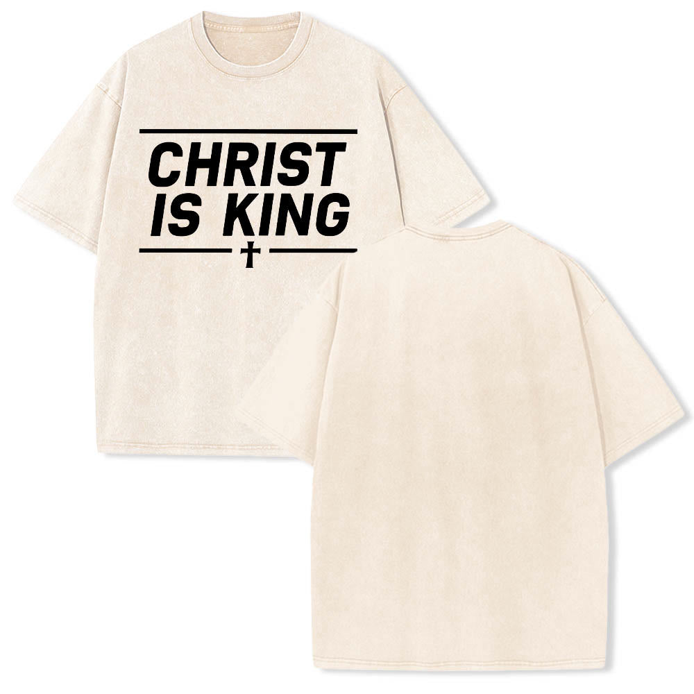 Christianartworkshop T-shirt délavé avec imprimé croix centrale encadrée par une double ligne horizontale - image 3
