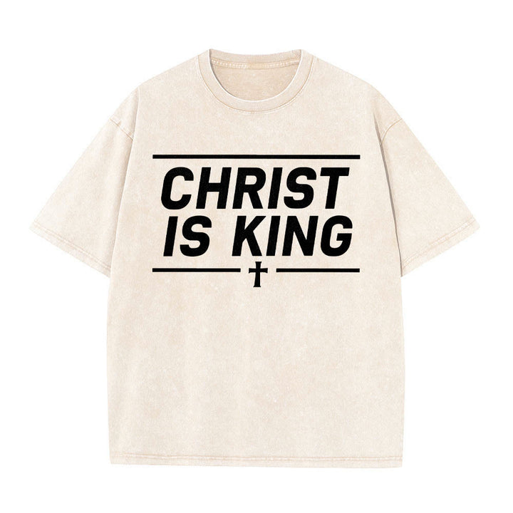 Christianartworkshop T-shirt délavé avec imprimé croix centrale encadrée par une double ligne horizontale - Beige - 5XL - image 2