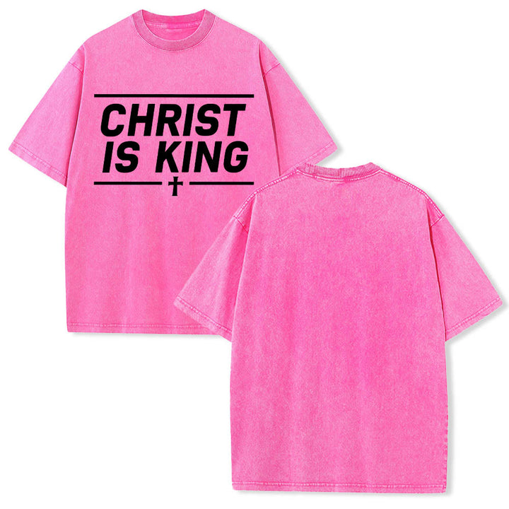 Christianartworkshop T-shirt délavé avec imprimé croix centrale encadrée par une double ligne horizontale - image 15