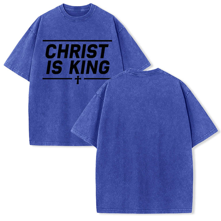 Christianartworkshop T-shirt délavé avec imprimé croix centrale encadrée par une double ligne horizontale - image 9
