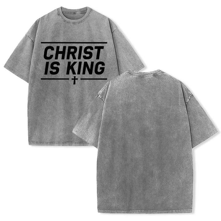 Christianartworkshop T-shirt délavé avec imprimé croix centrale encadrée par une double ligne horizontale - image 7