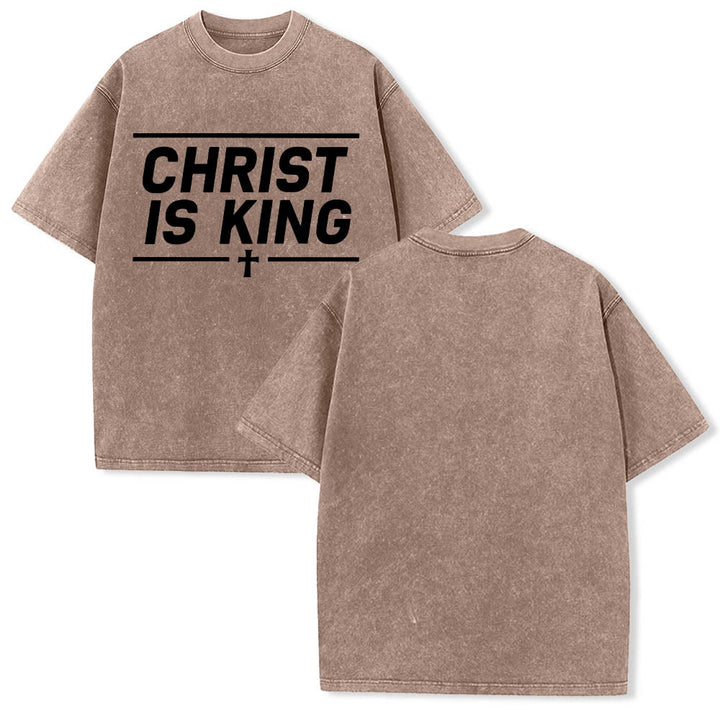 Christianartworkshop T-shirt délavé avec imprimé croix centrale encadrée par une double ligne horizontale - image 5