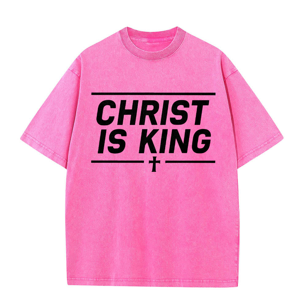 Christianartworkshop T-shirt délavé avec imprimé croix centrale encadrée par une double ligne horizontale - Rose - 5XL - image 14