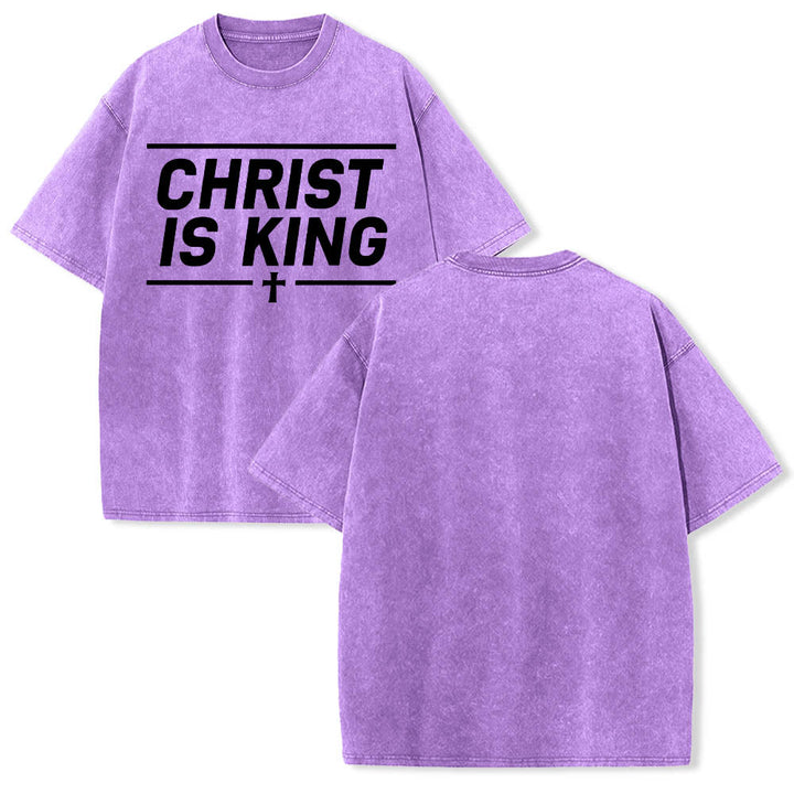 Christianartworkshop T-shirt délavé avec imprimé croix centrale encadrée par une double ligne horizontale - image 13