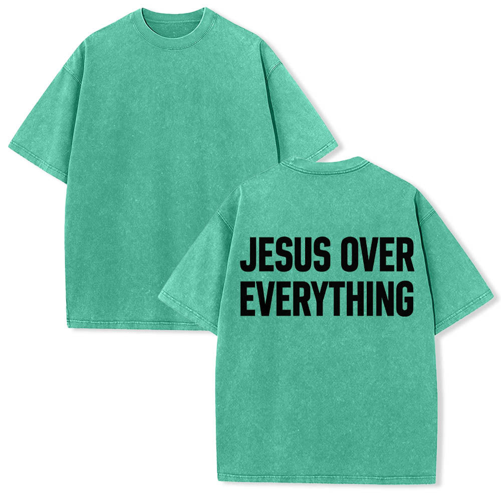 Christianartworkshop T-shirt délavé avec inscription « Jésus avant tout » en caractères gras sur deux lignes au dos - image 11