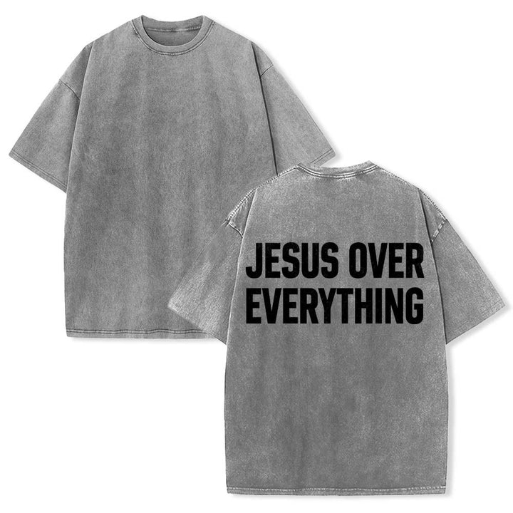 Christianartworkshop T-shirt délavé avec inscription « Jésus avant tout » en caractères gras sur deux lignes au dos - image 7