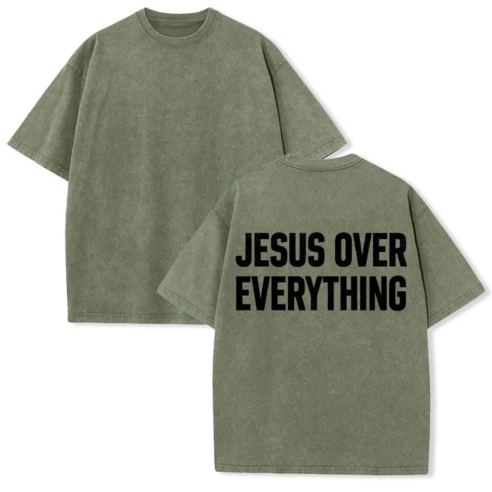 Christianartworkshop T-shirt délavé avec inscription « Jésus avant tout » en caractères gras sur deux lignes au dos - image 17