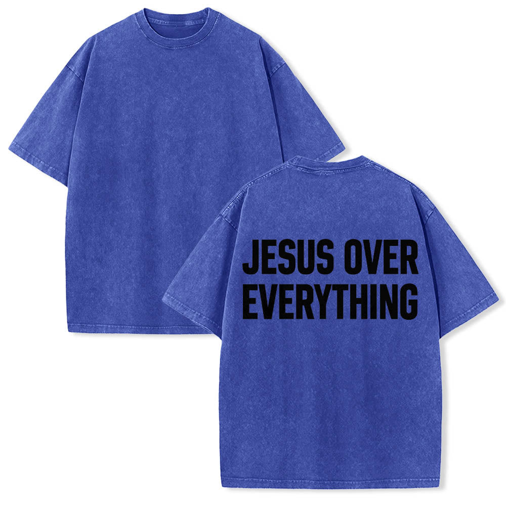 Christianartworkshop T-shirt délavé avec inscription « Jésus avant tout » en caractères gras sur deux lignes au dos - image 9