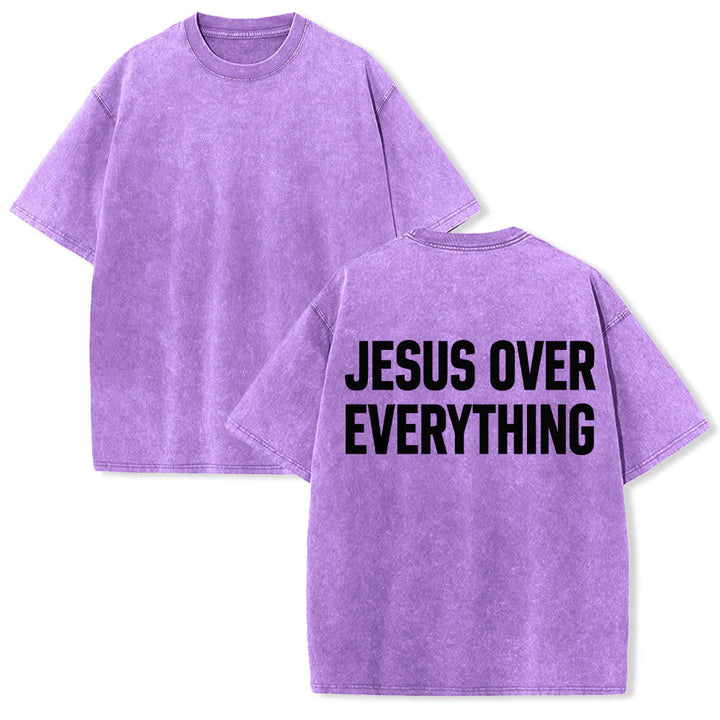 Christianartworkshop T-shirt délavé avec inscription « Jésus avant tout » en caractères gras sur deux lignes au dos - image 13