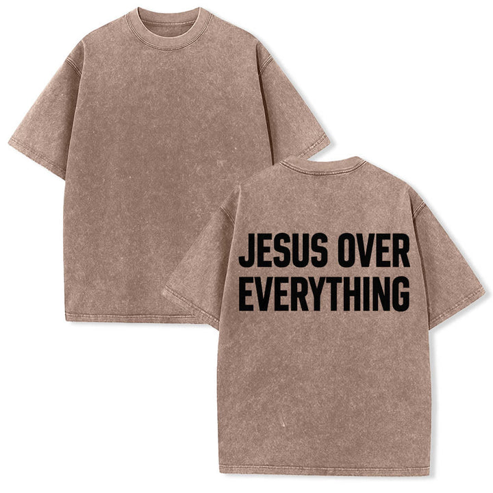 Christianartworkshop T-shirt délavé avec inscription « Jésus avant tout » en caractères gras sur deux lignes au dos - image 5