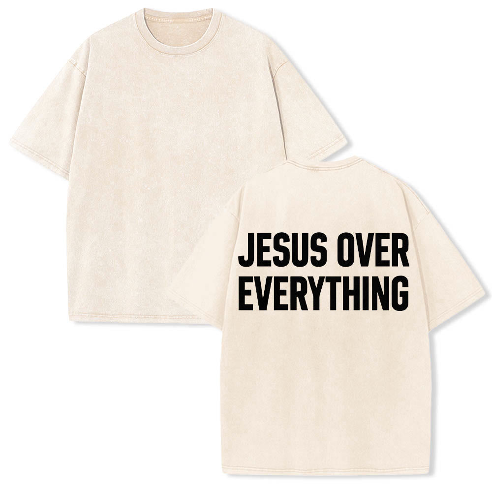 Christianartworkshop T-shirt délavé avec inscription « Jésus avant tout » en caractères gras sur deux lignes au dos - image 3