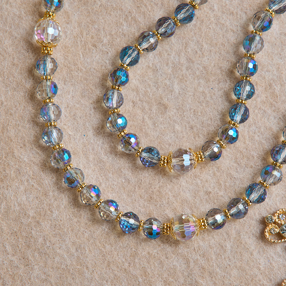 Christianartworkshop Chapelet en perles bleues irisées avec Notre-Dame d'Aparecida et crucifix en strass : chapelet personnalisé avec un nom, souvenir pour la chapelle - image 8