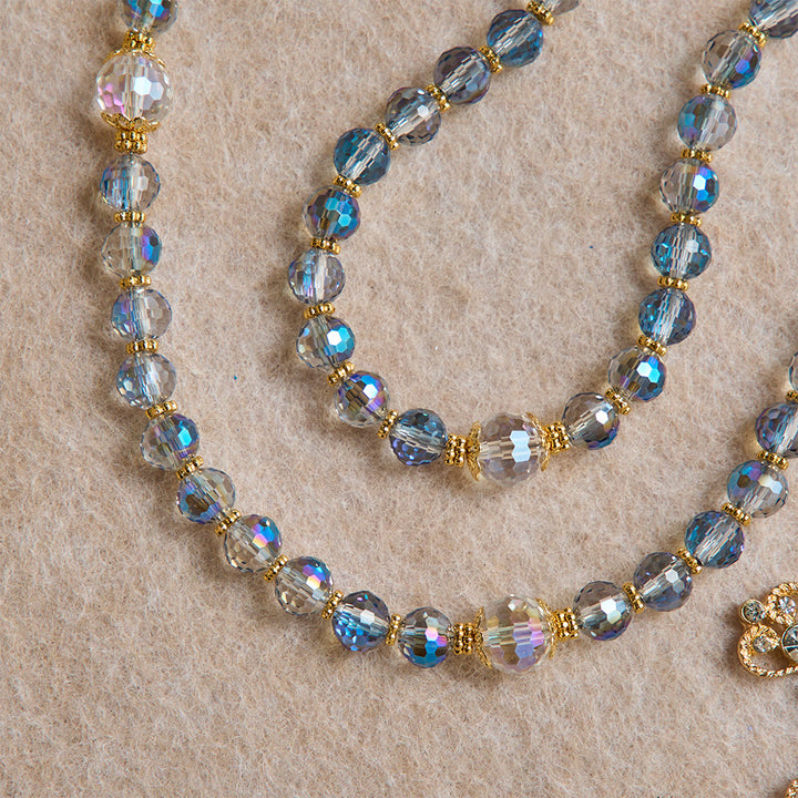 Christianartworkshop Chapelet en perles bleues irisées avec Notre-Dame d'Aparecida et crucifix en strass : chapelet personnalisé avec un nom, souvenir pour la chapelle - image 8