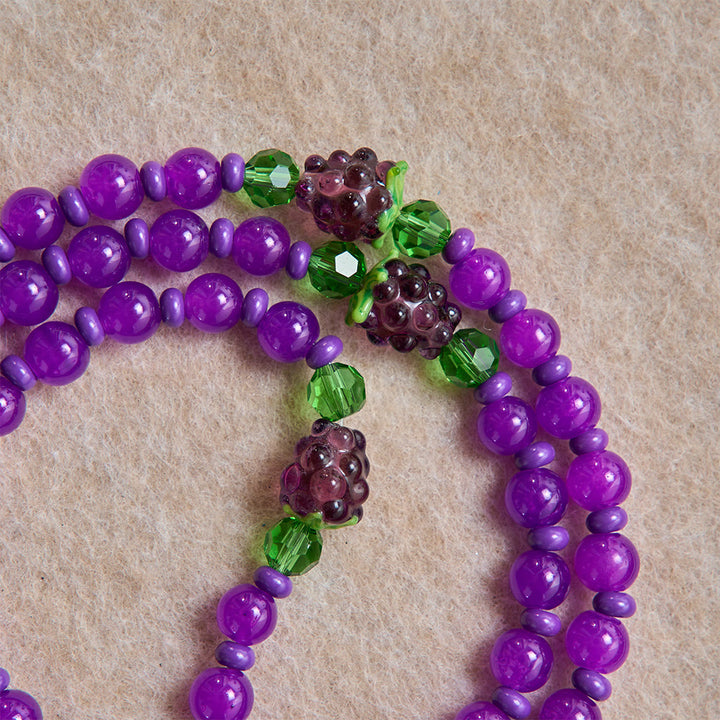 Christianartworkshop Chapelet en perles de verre en forme de raisin avec crucifix en émail : emblème de la bénédiction eucharistique céleste - image 5