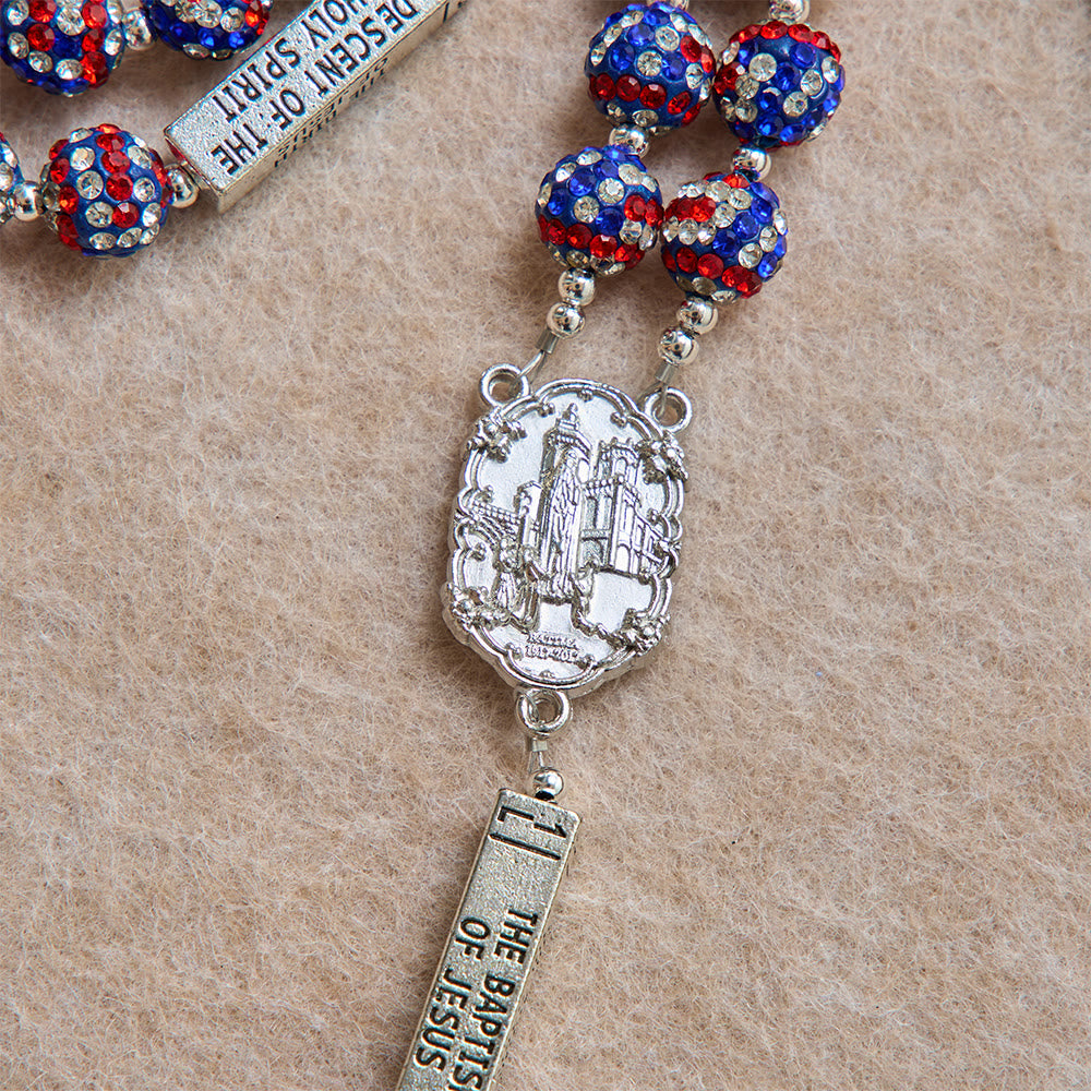 Christianartworkshop Chapelet à barrette en strass aux couleurs du drapeau américain avec crucifix antique : emblème de fidélité céleste - image 6
