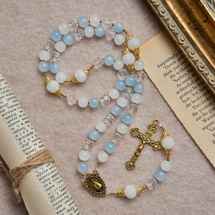 Christianartworkshop Chapelet d'été en verre à facettes avec médaillon Notre-Dame d'Aparecida - image 2