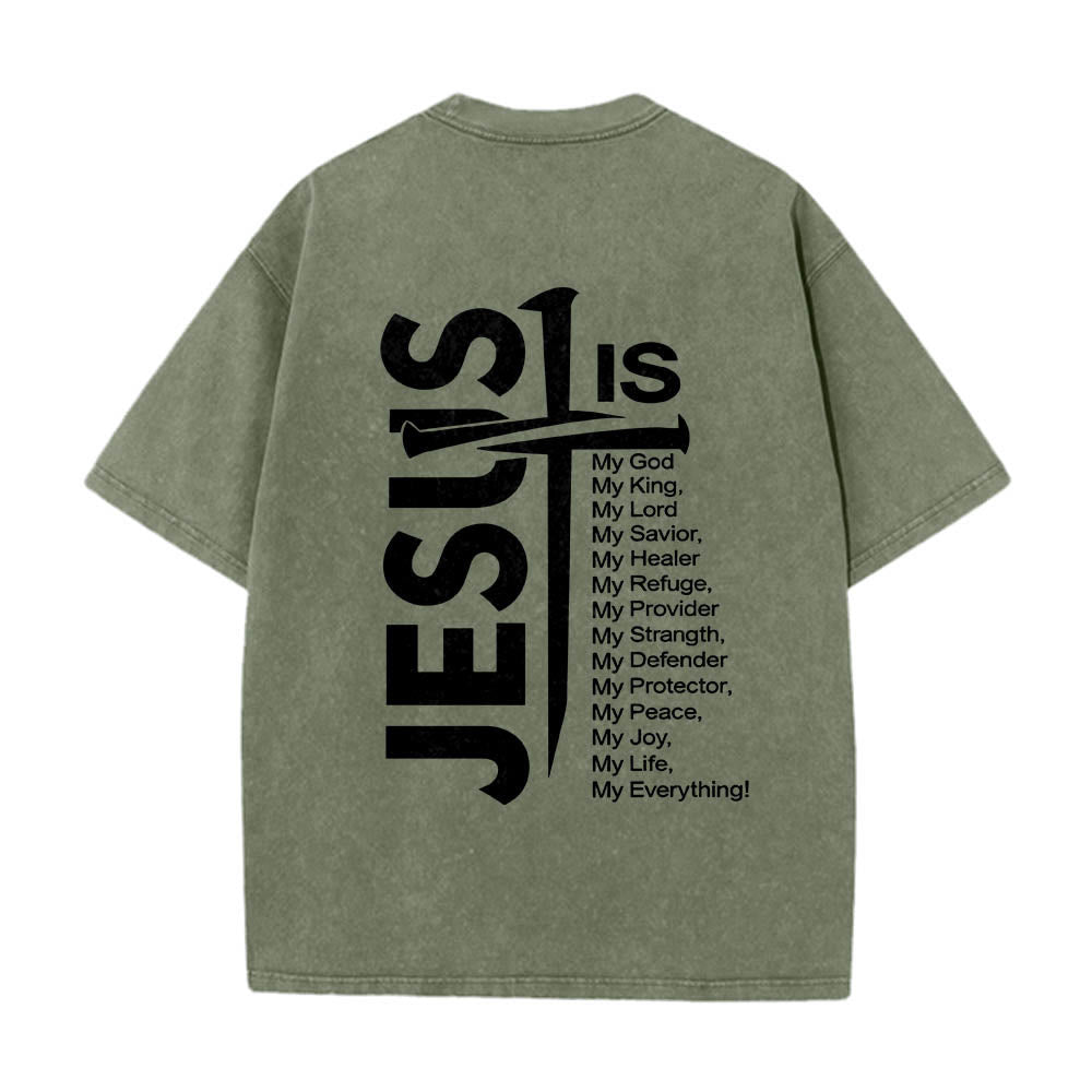 Christianartworkshop T-shirt lavé avec mini-emblème à l'avant, grande croix de Jésus à l'arrière et impression recto-verso. - image 26